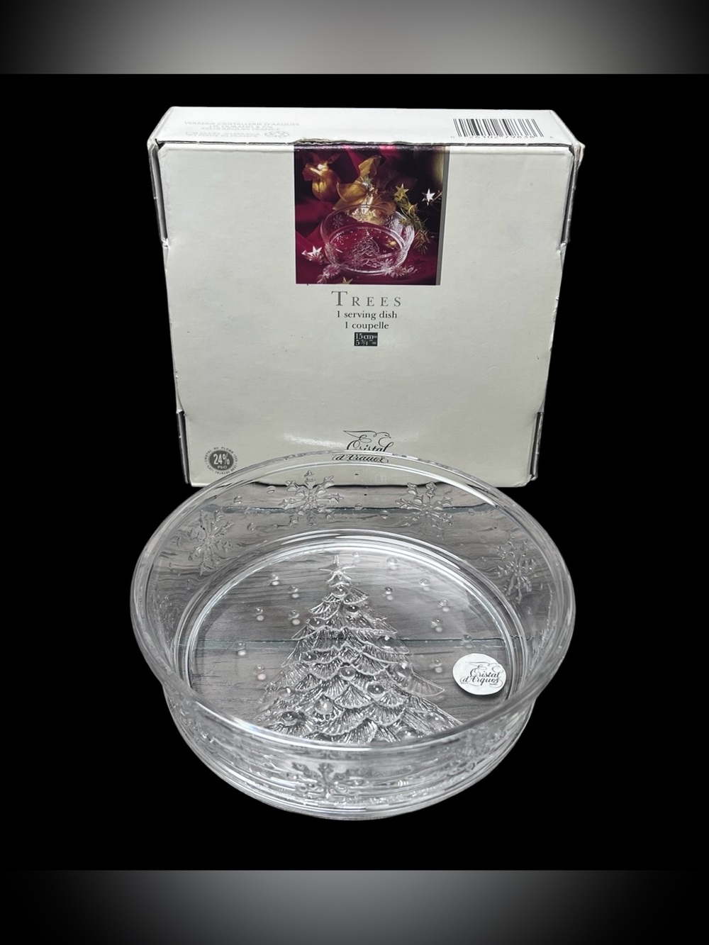 Vintage Cristal d'Arques Christmas Tree Genuine Lead Crystal Bowl Made in France - Picture 2 of 13